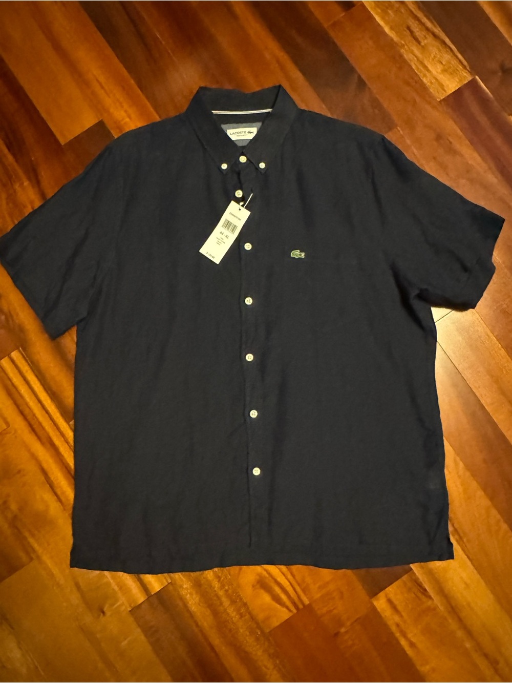 Lacoste Dark Blue Short-Sleeve Button-Down Shirt